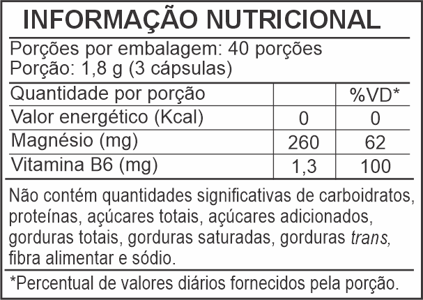 Informação Nutricional - CLORETO DE MAGNÉSIO